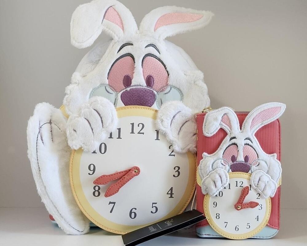 Loungefly Disney Alice In Wonderland White Rabbit Mini Backpack & Wallet Set New